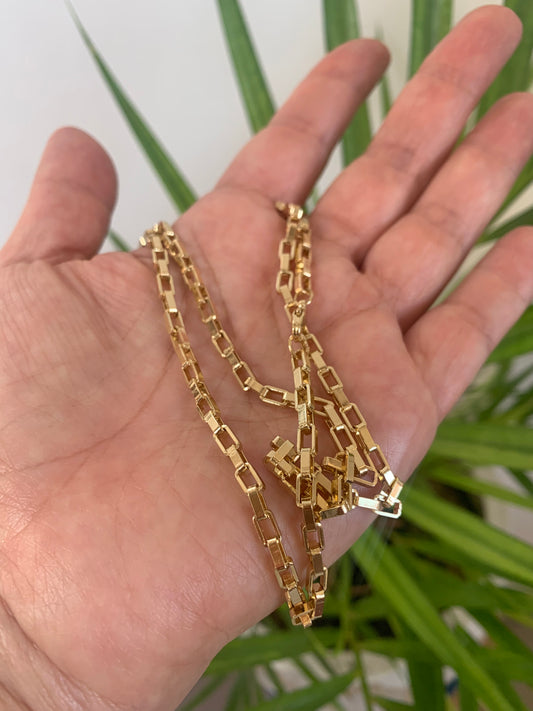 Cadena Brasileña de Acero Quirúrgico Chapado en Oro 18k - Diseño Cola de Ratón 3D