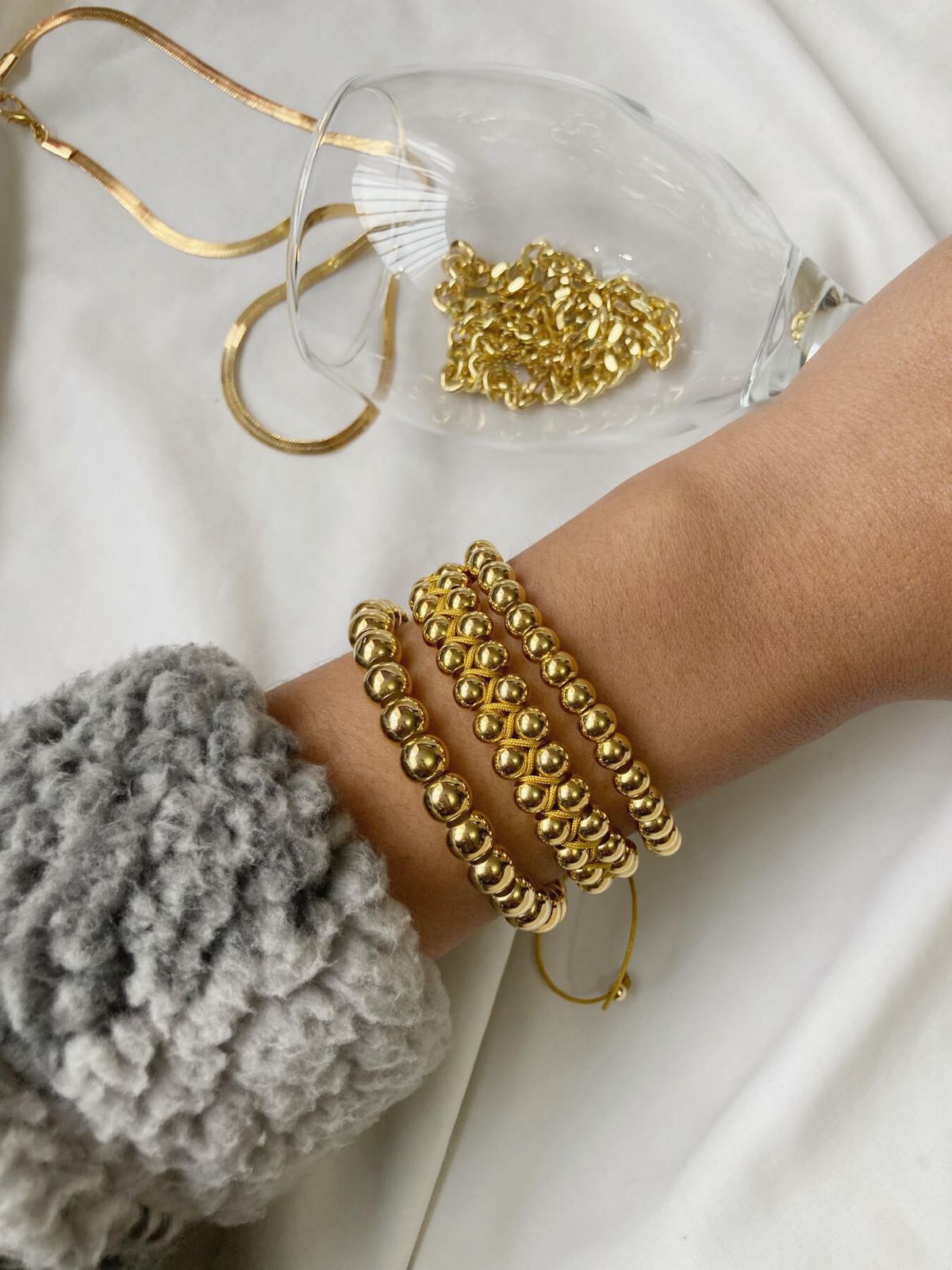 Pulsera Balines Baño Oro 18k